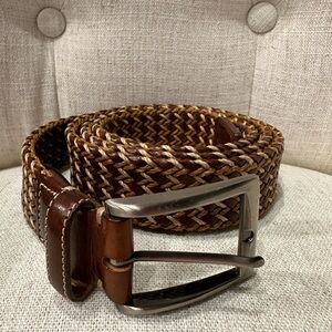 Mezlan Italian Leather Belt Braided Weave Brown Men's 42 Made in Spain EUC!